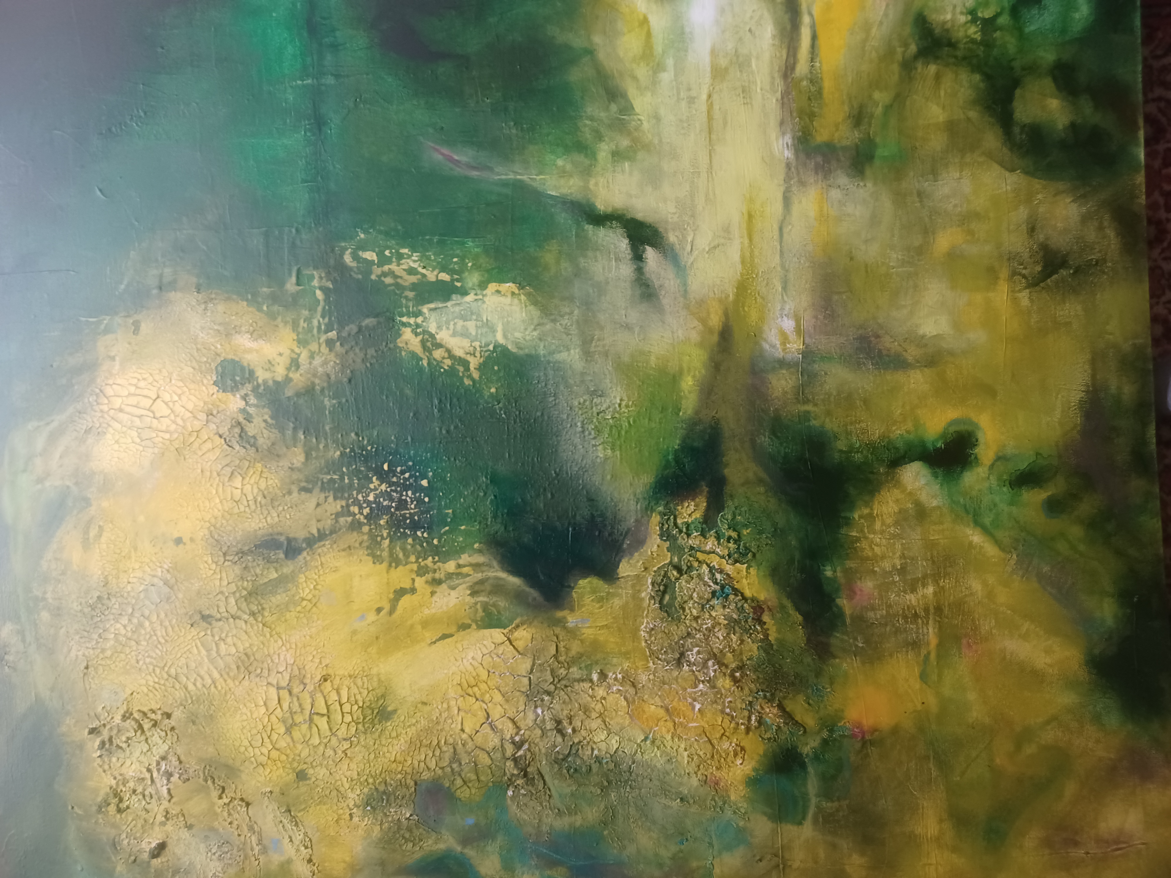 Ein abstraketes Bild in den Farben rosa, lila, grau und weiß